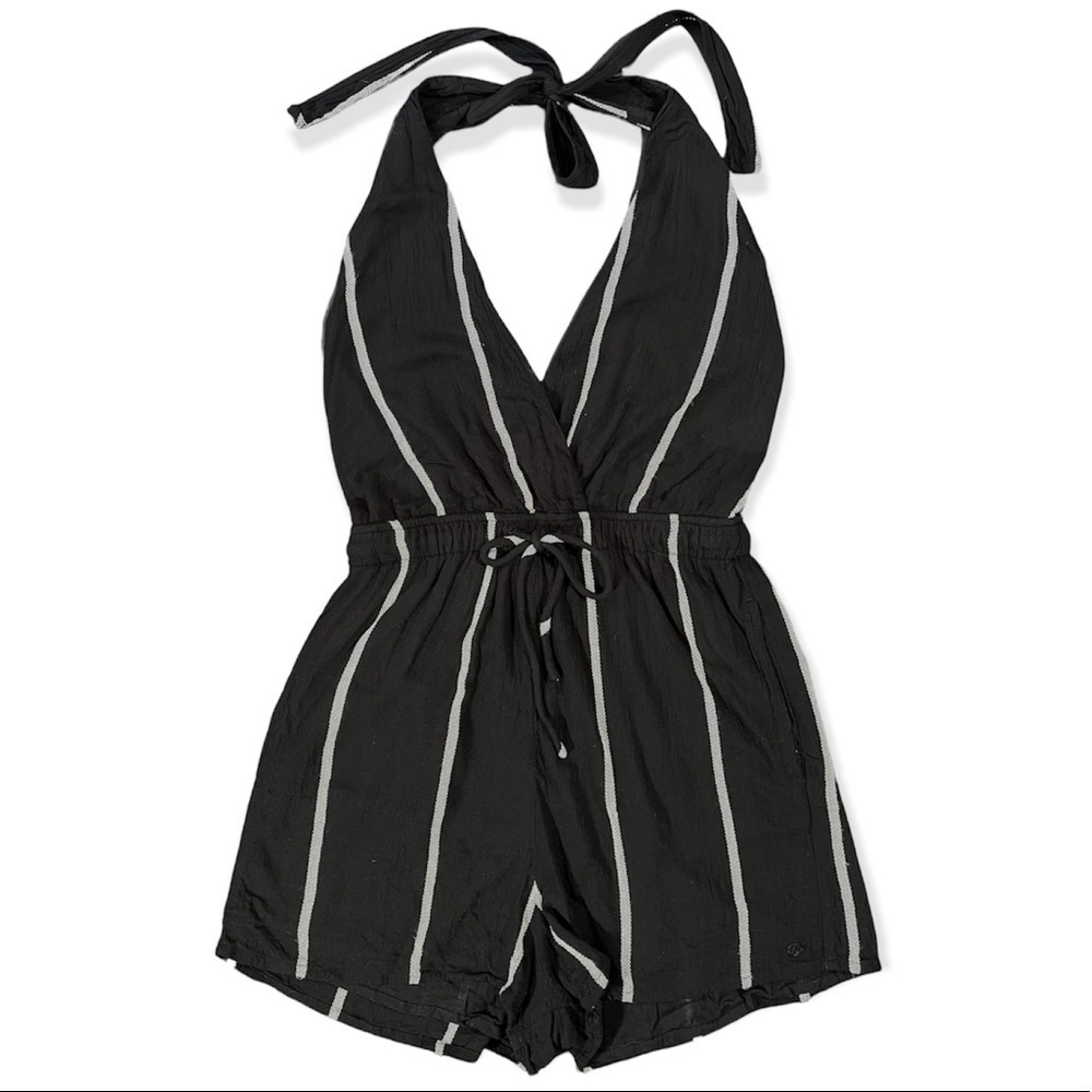 Volcom Coco Black and White Striped Halter Romper sz S - Picture 11 of 12